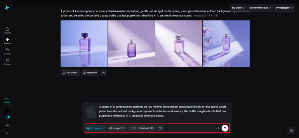 Change parameters, generate