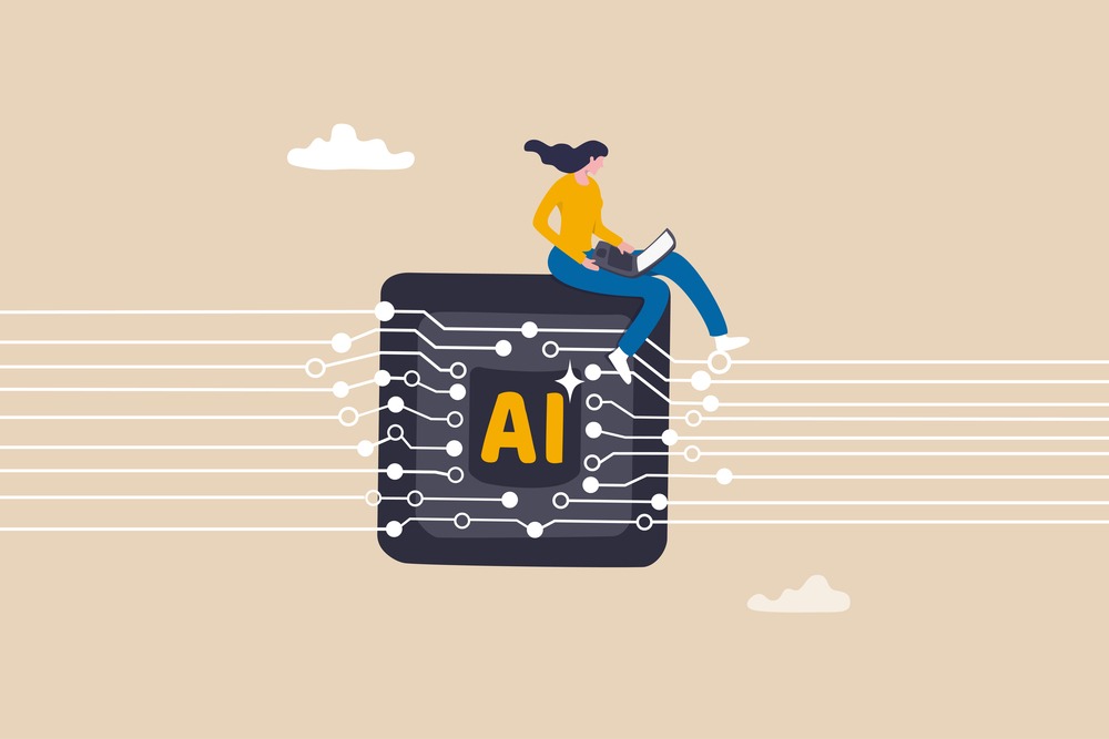 Linear vector illustration of an AI model