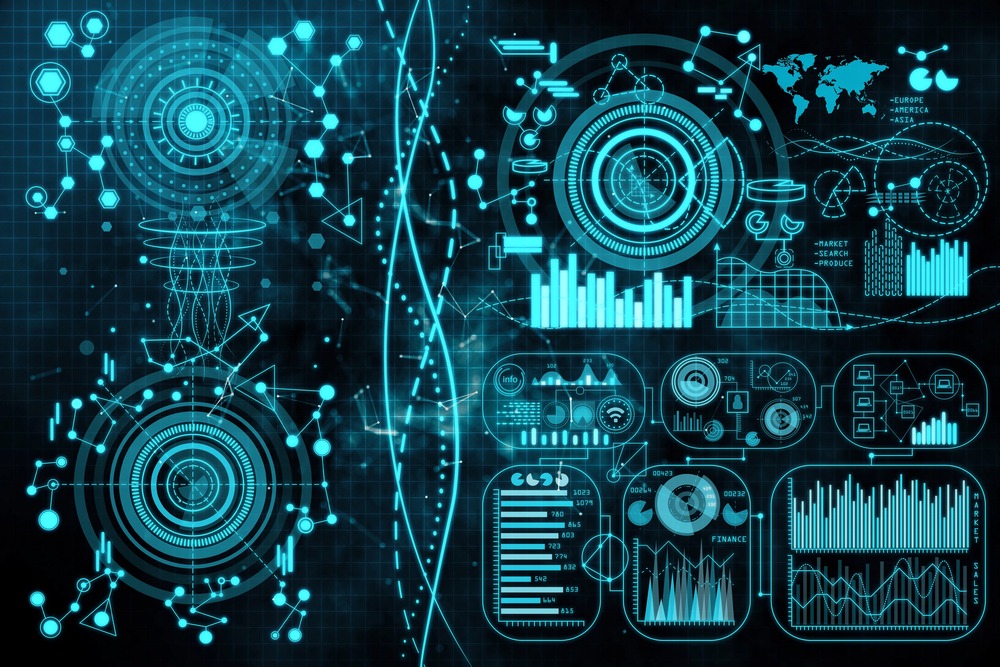 Illustration of data visualization with charts and graphs