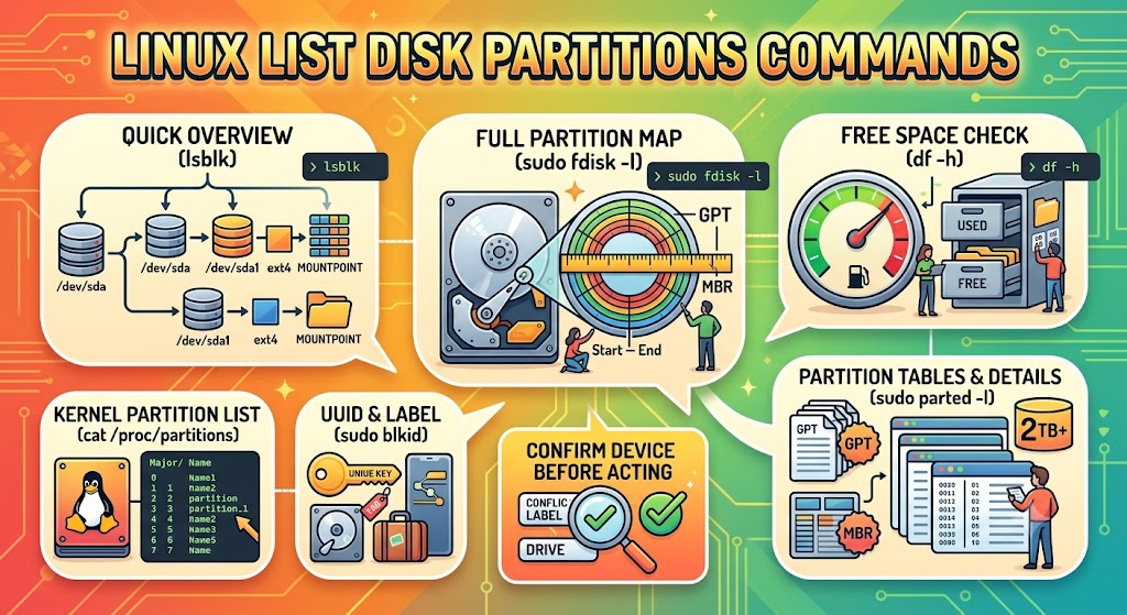 Linux List Disk Partitions Command