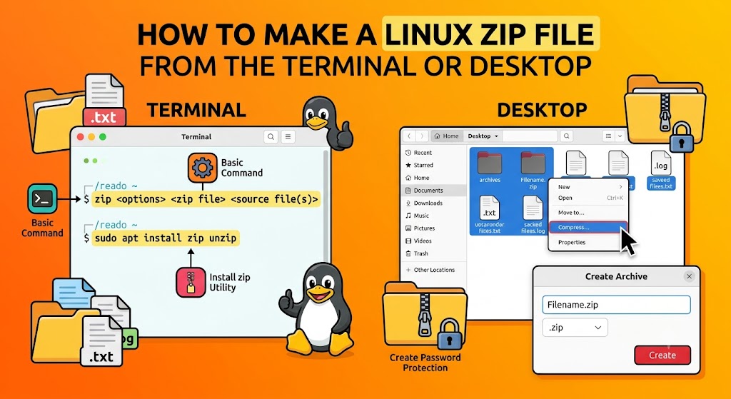 How to Make a Linux Zip File From the Terminal or Desktop
