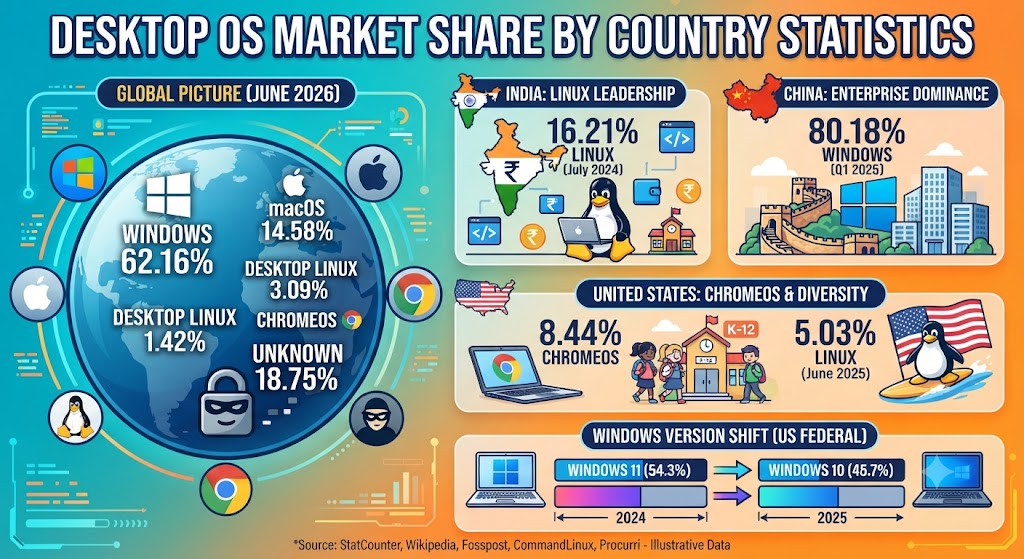 Desktop OS Market Share By Country Statistics 2026