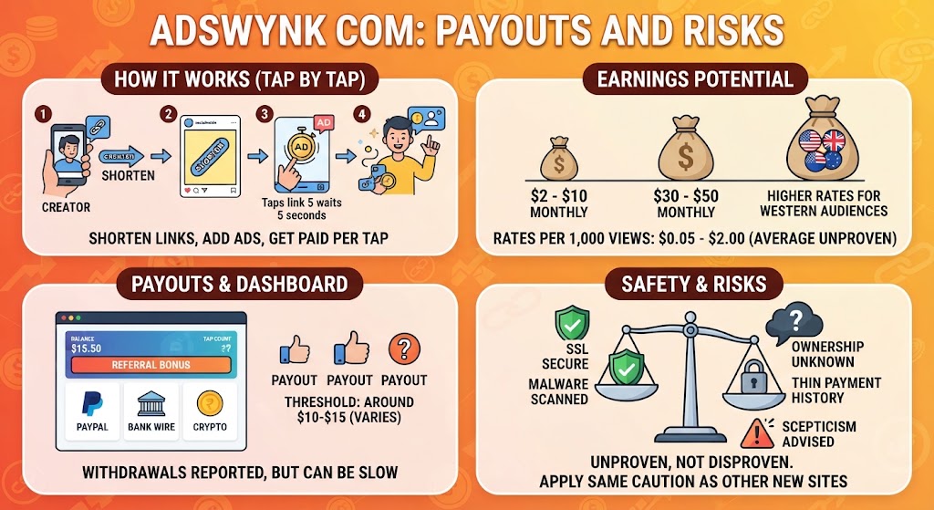 Bar chart comparing reported monthly Adswynk.com earnings across three types of publishers.