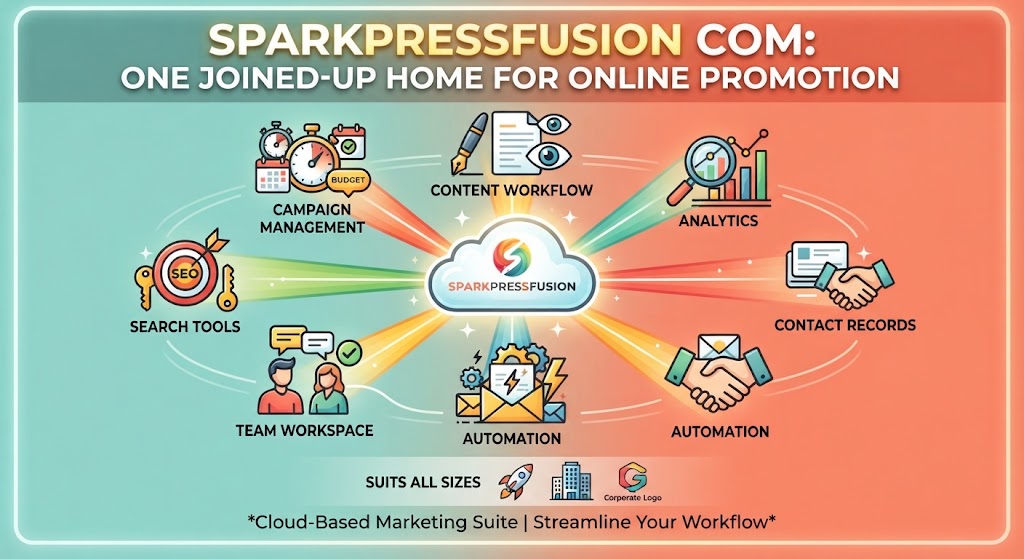 SparkPressFusion.com marketing platform combining content, campaigns, automation, customer data, and analytics.