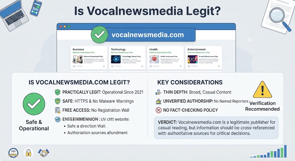 Vocalnewsmedia legitimacy and safety overview for readers.